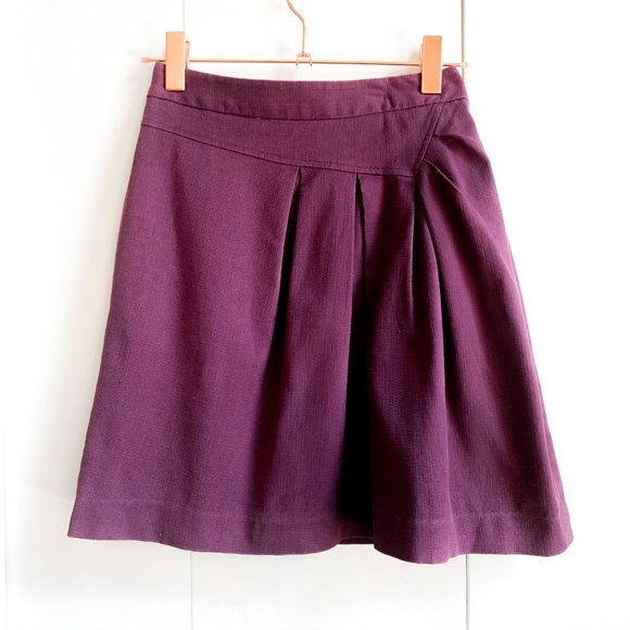 anthropologie plum midi skirt with pockets & back zip 8 - Picture 2 of 6